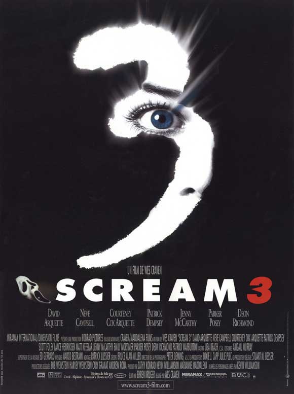 Scream 3 Movie Poster Print showcasing iconic horror imagery.