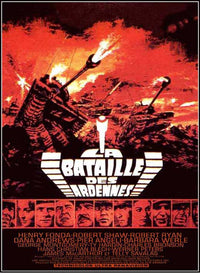 Battle of the Bulge Movie Poster Print showcasing WWII battle scene.