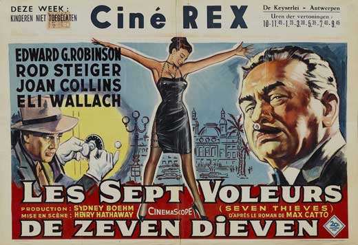 Seven Thieves Movie Poster Print featuring vibrant colors and classic cinema imagery.