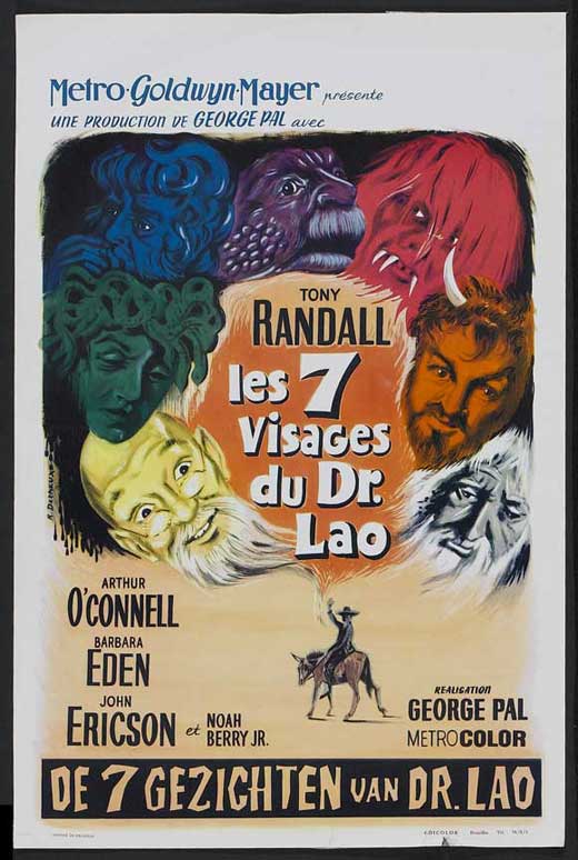 7 Faces of Dr. Lao Movie Poster Print showcasing classic film art.