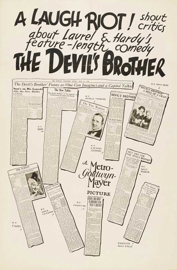 The Devil's Brother Movie Poster Print featuring classic film characters