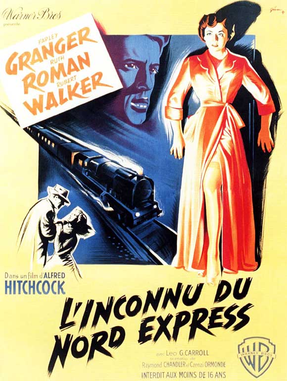 Strangers on a Train Movie Poster Print featuring classic film imagery.