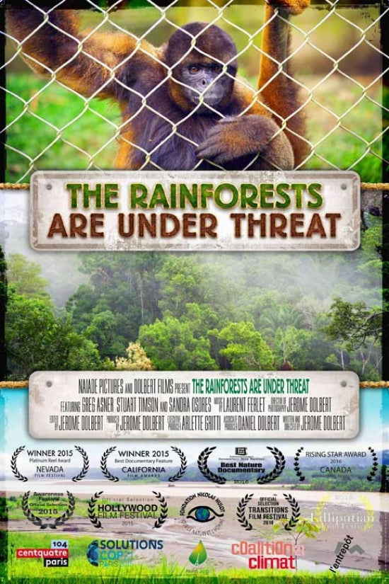 The Rainforests Are Under Threat poster showcasing environmental conservation.