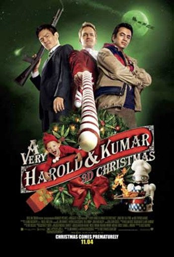 A Very Harold & Kumar Christmas Movie Poster Print featuring vibrant holiday themes.