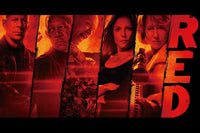 Red Movie Poster Print showcasing vibrant cinematic artwork.