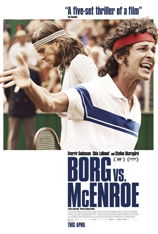 Borg vs McEnroe Movie Poster Print showcasing the intense tennis rivalry.