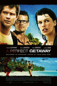 A Perfect Getaway Movie Poster Print showcasing thrilling visuals.