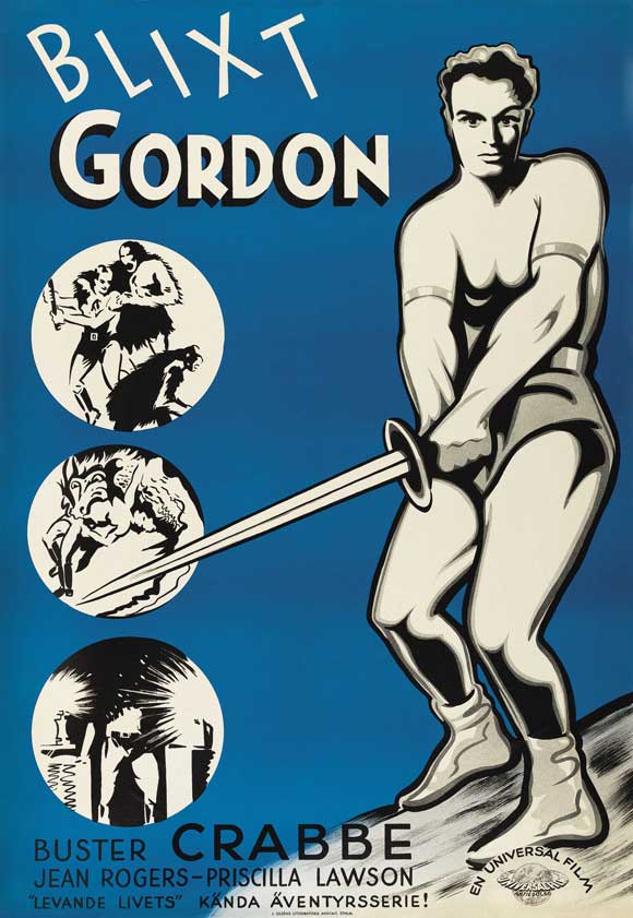 Flash Gordon Movie Poster Print showcasing vibrant colors and iconic imagery.