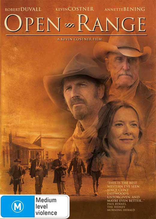 Open Range Movie Poster Print showcasing Wild West adventure.