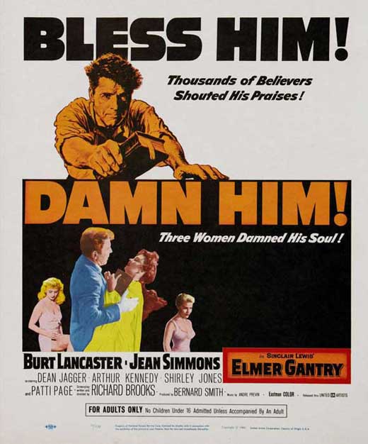 Elmer Gantry Movie Poster Print showcasing classic film art
