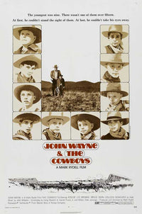 The Cowboys Movie Poster Print featuring classic western imagery.