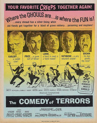 The Comedy of Terrors Movie Poster Print showcasing classic cinema artwork.