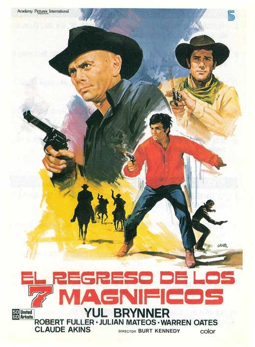Return of the Magnificent Seven Movie Poster Print featuring vibrant colors and iconic film imagery.