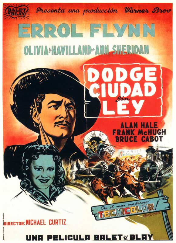 Dodge City Movie Poster Print featuring classic Western cinema