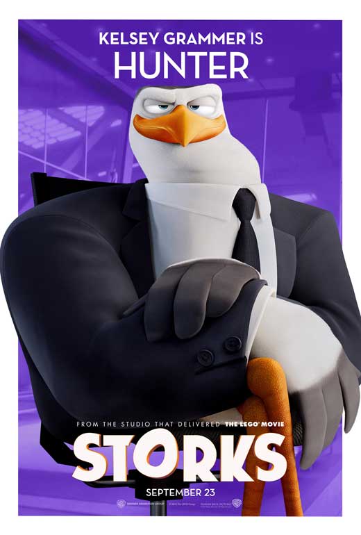 Storks movie poster print featuring colorful animated characters