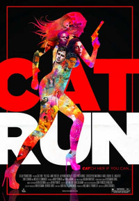 Cat Run Movie Poster Print showcasing vibrant colors and playful design.