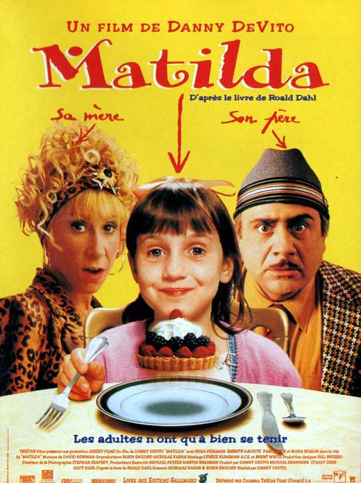 Matilda Movie Poster Print featuring iconic characters and whimsical design.