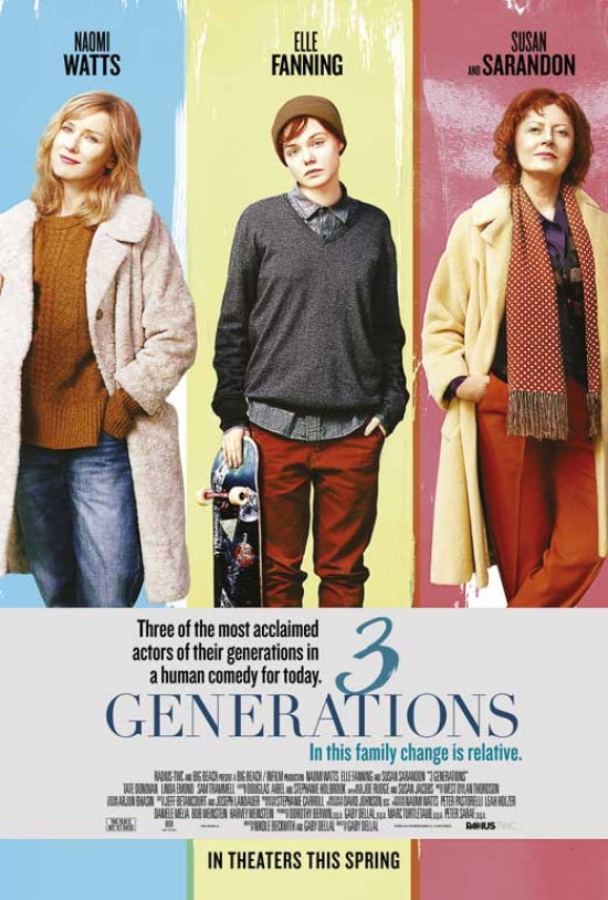 3 Generations Movie Poster Print showcasing family legacy and connections.