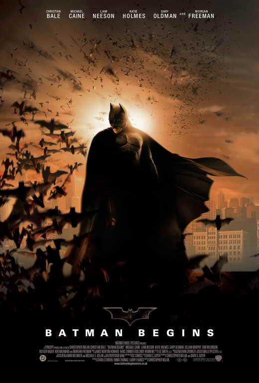 Batman Begins Movie Poster Print showcasing iconic superhero art.