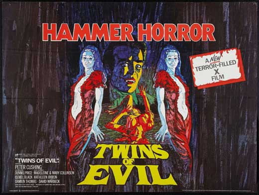 Twins of Evil Movie Poster Print showcasing classic horror art.