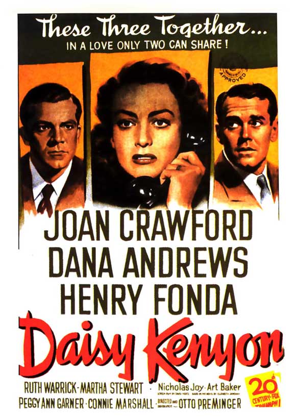Daisy Kenyon Movie Poster Print showcasing classic film art.
