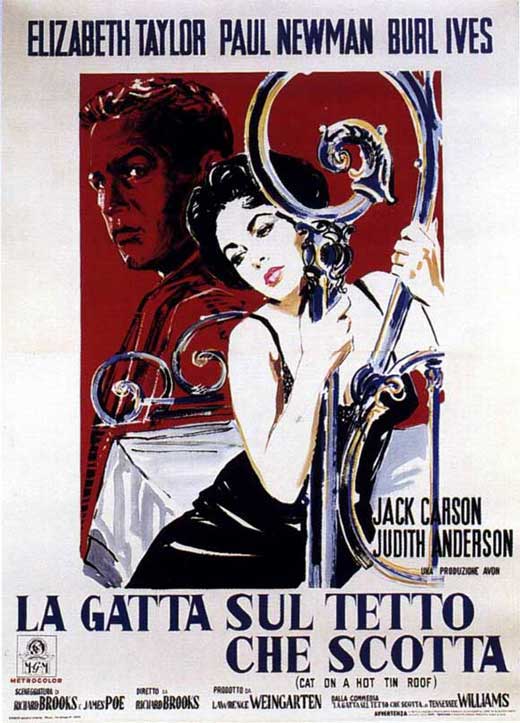 Cat on a Hot Tin Roof Movie Poster Print showcasing classic film art