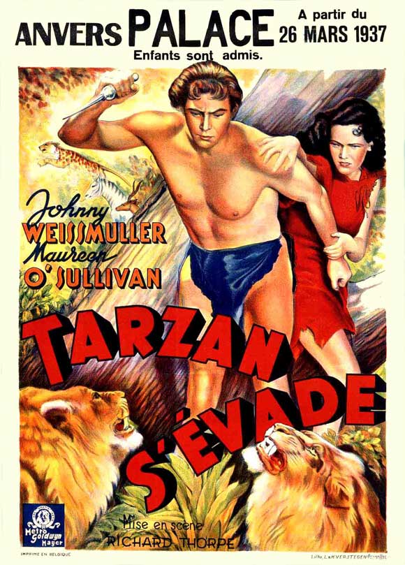 Tarzan Escapes Movie Poster Print featuring vibrant jungle adventure.