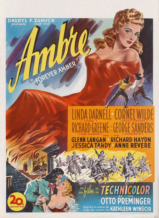 Forever Amber Movie Poster Print showcasing classic film art.