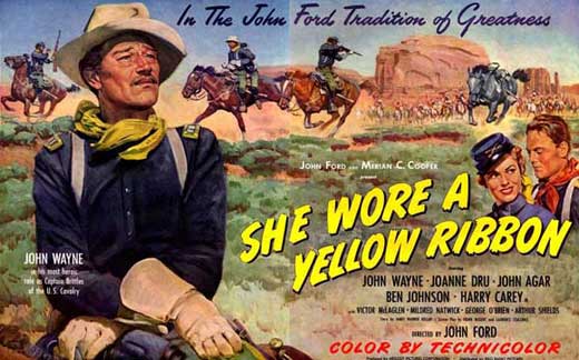 She Wore a Yellow Ribbon Movie Poster Print showcasing classic Western film themes.