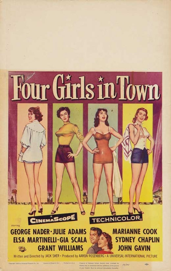 Four Girls in Town Movie Poster Print showcasing classic cinema art.
