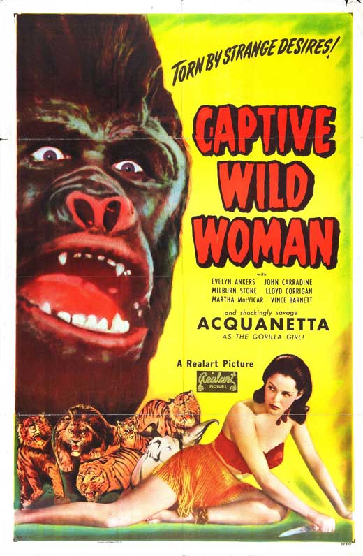 Captive Wild Woman Movie Poster Print showcasing vintage cinema art.