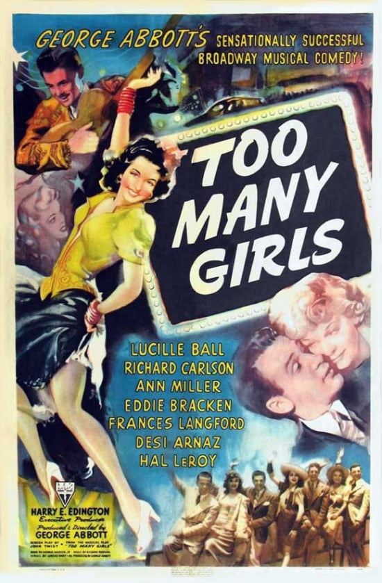 Too Many Girls Movie Poster Print showcasing classic cinema art.
