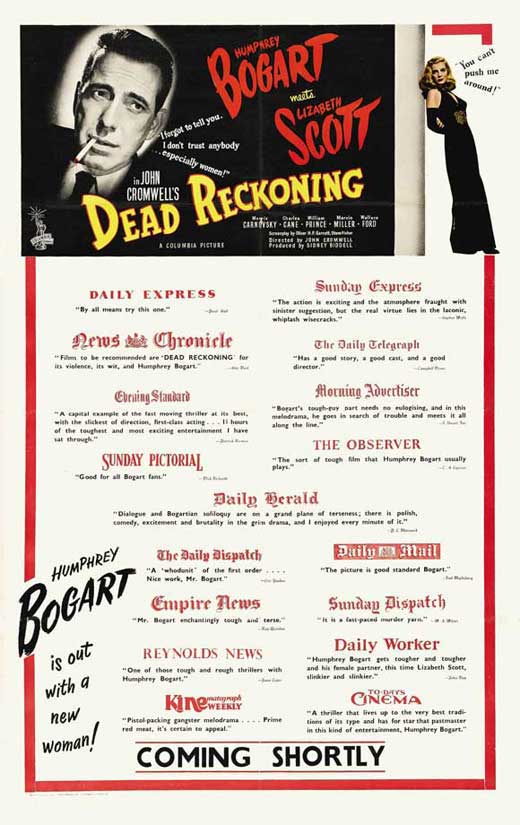 Dead Reckoning Movie Poster Print featuring suspenseful cinematic theme.