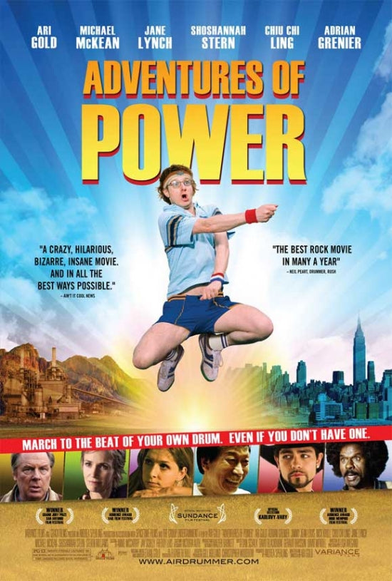 Adventures of Power Movie Poster Print featuring vibrant colors and unique design.