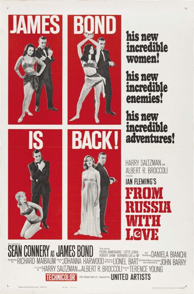 From Russia with Love Movie Poster Print featuring classic James Bond imagery.