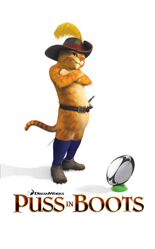 Puss in Boots Movie Poster Print featuring the iconic feline character.