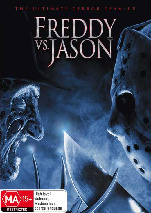 Freddy Vs. Jason Movie Poster Print featuring iconic horror characters.
