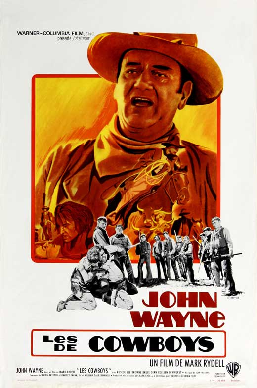 The Cowboys Movie Poster Print featuring iconic Western film imagery.