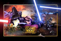 Star Wars: The Clone Wars Movie Poster Print showcasing iconic characters.