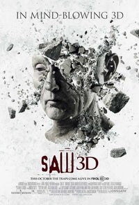 Saw 3D Movie Poster Print featuring chilling horror imagery.