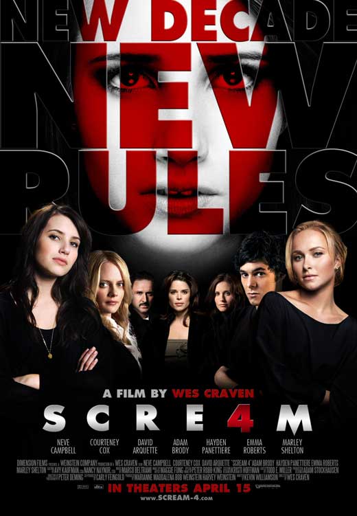 Scream 4 Movie Poster Print showcasing iconic horror film imagery.