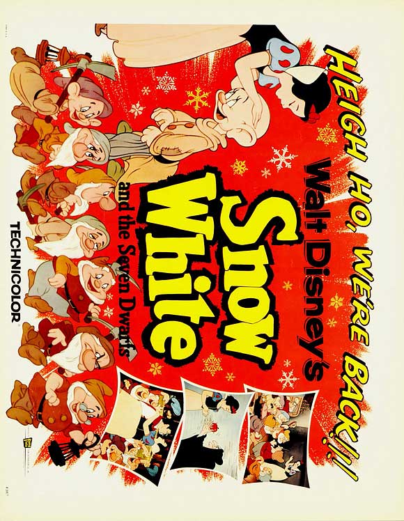 Snow White and the Seven Dwarfs Movie Poster Print featuring enchanting characters.