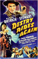 Destry Rides Again Movie Poster Print showcasing classic Western film art.
