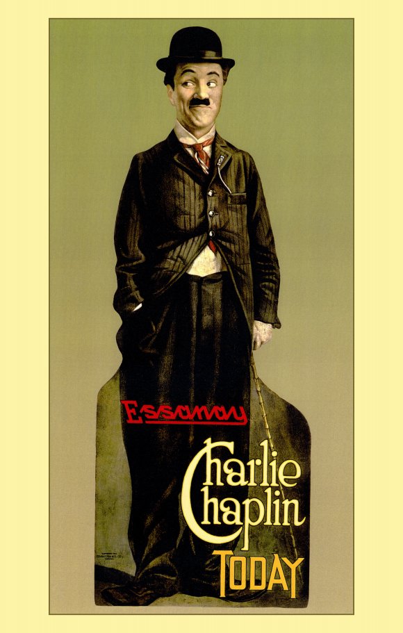 Charlie Chaplin Movie Poster Print showcasing iconic film character.