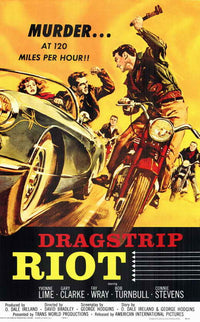 Dragstrip Riot Movie Poster Print featuring classic car culture.