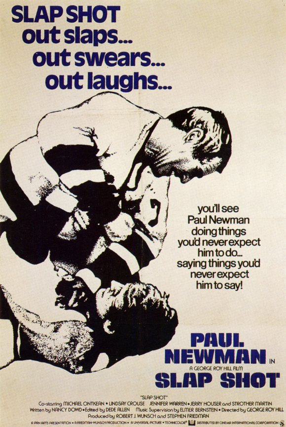 Slap Shot Movie Poster Print featuring iconic hockey comedy