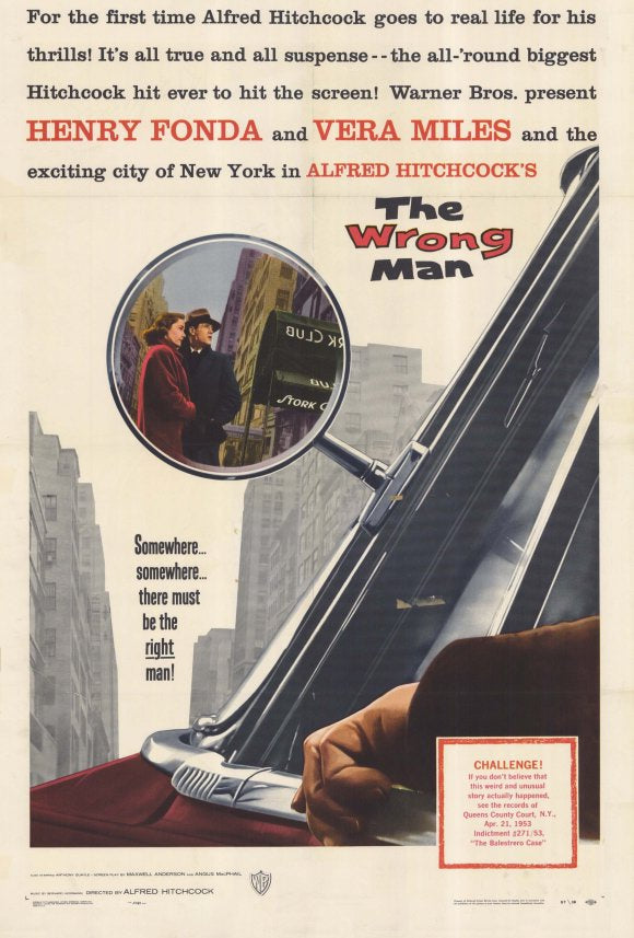 The Wrong Man movie poster print showcasing classic cinematic drama.