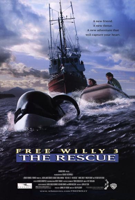 Free Willy 3 The Rescue movie poster print featuring vibrant colors