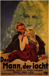 The Man Who Laughs Movie Poster with dramatic design and vintage charm.
