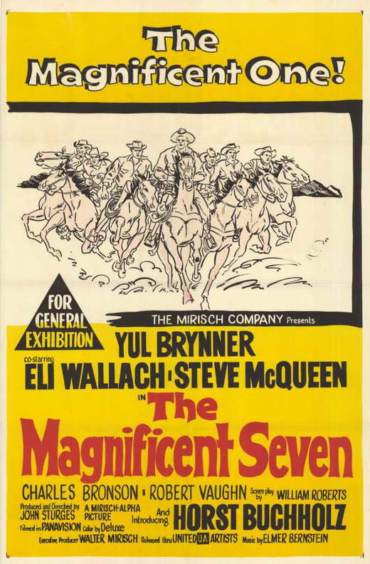 The Magnificent Seven Movie Poster Print featuring classic Western art.